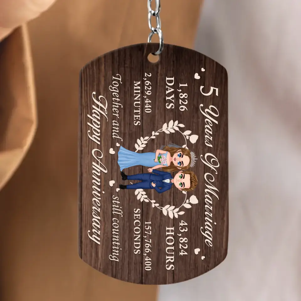 Personalized Wedding Aluminum Keychain - Wedding/Anniversary Gift Idea for Couple - Years Of Marriage Happy Anniversary