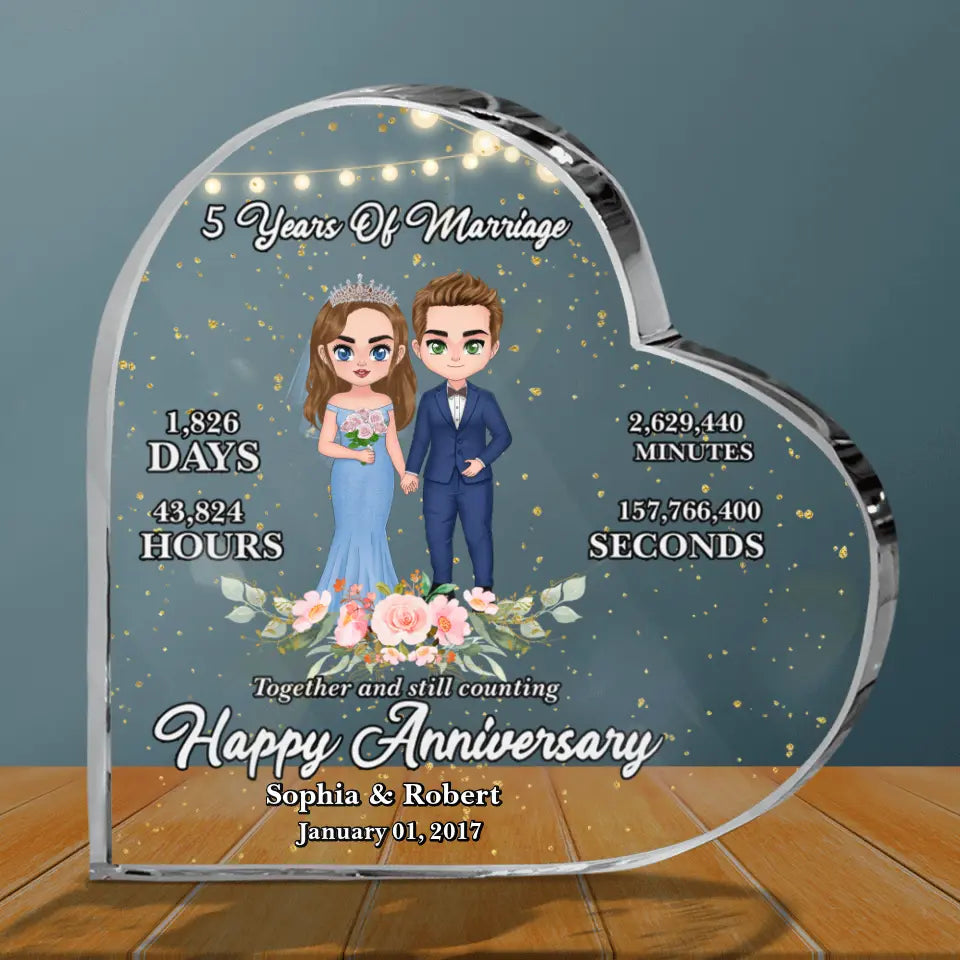 Personalized Wedding Anniversary Milestones Crystal Heart -  Best Gifts Idea For Couple/Wedding Anniversary - Happy Anniversary