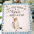 Personalized Cat Photo Fleece Throw Blanket/Quilt - Gift Idea For Cat Lover - All You Need Is Love And Cats