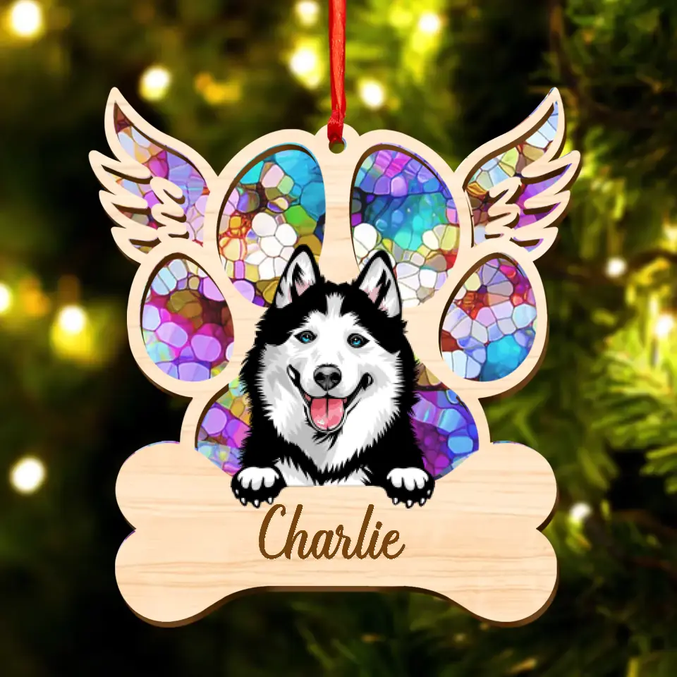 Personalized Dog Suncatcher Ornament - Christmas/Memorial Gift Idea for Dog Owners