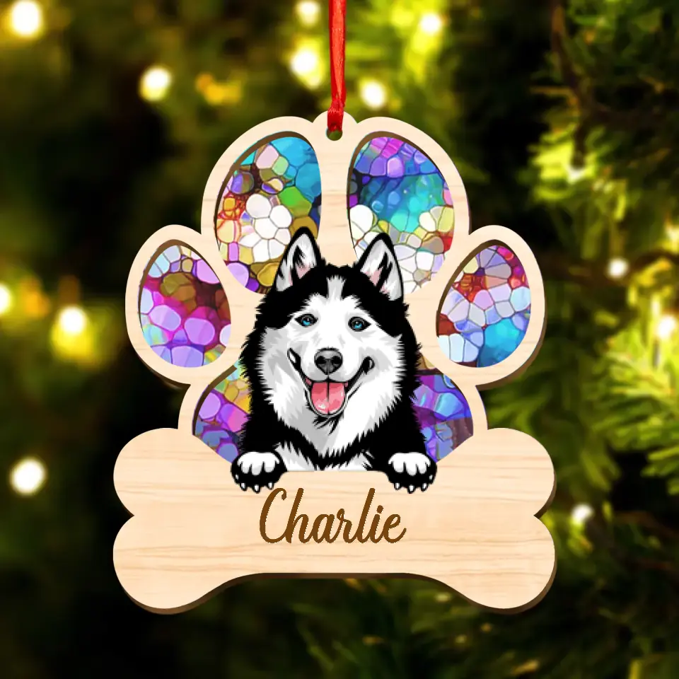 Personalized Dog Suncatcher Ornament - Christmas/Memorial Gift Idea for Dog Owners