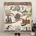 Personalized Map Of Salem Fleece Throw Blanket & Quilt - Halloween Gift Idea