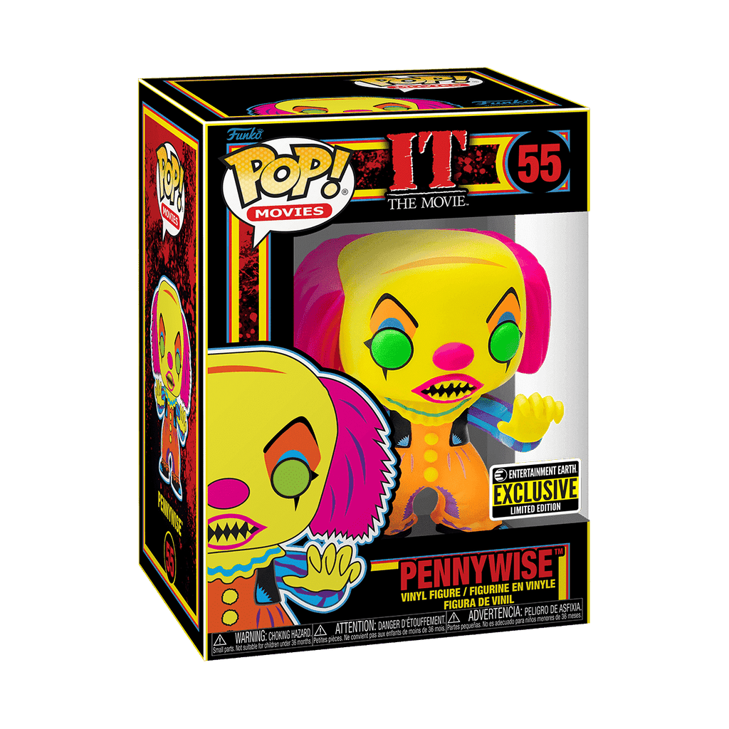 Pennywise #55 Entertainment Earth Exclusive Funko Pop! Movies IT The Movie Black Light