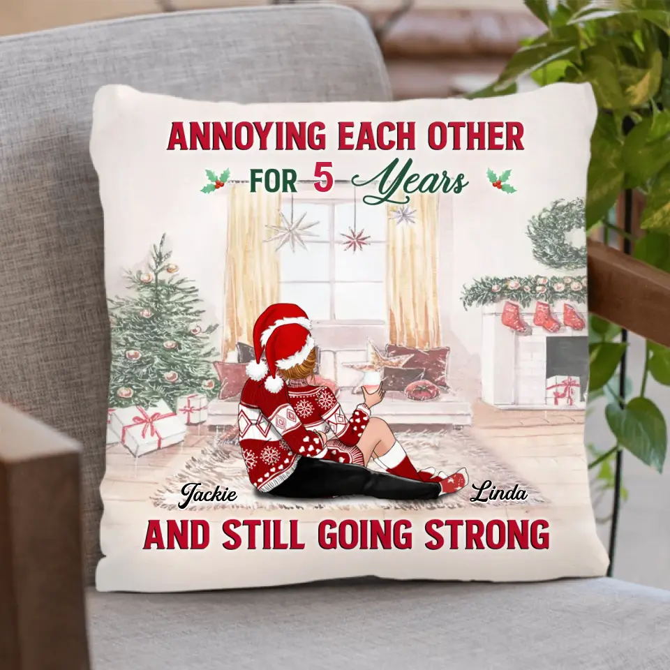 Personalized Christmas Couple Fleece Throw Blanket/Quilt/Pillow Cover - Christmas Gift Idea - Annoying Each Other For 5 Years And Still Going Strong