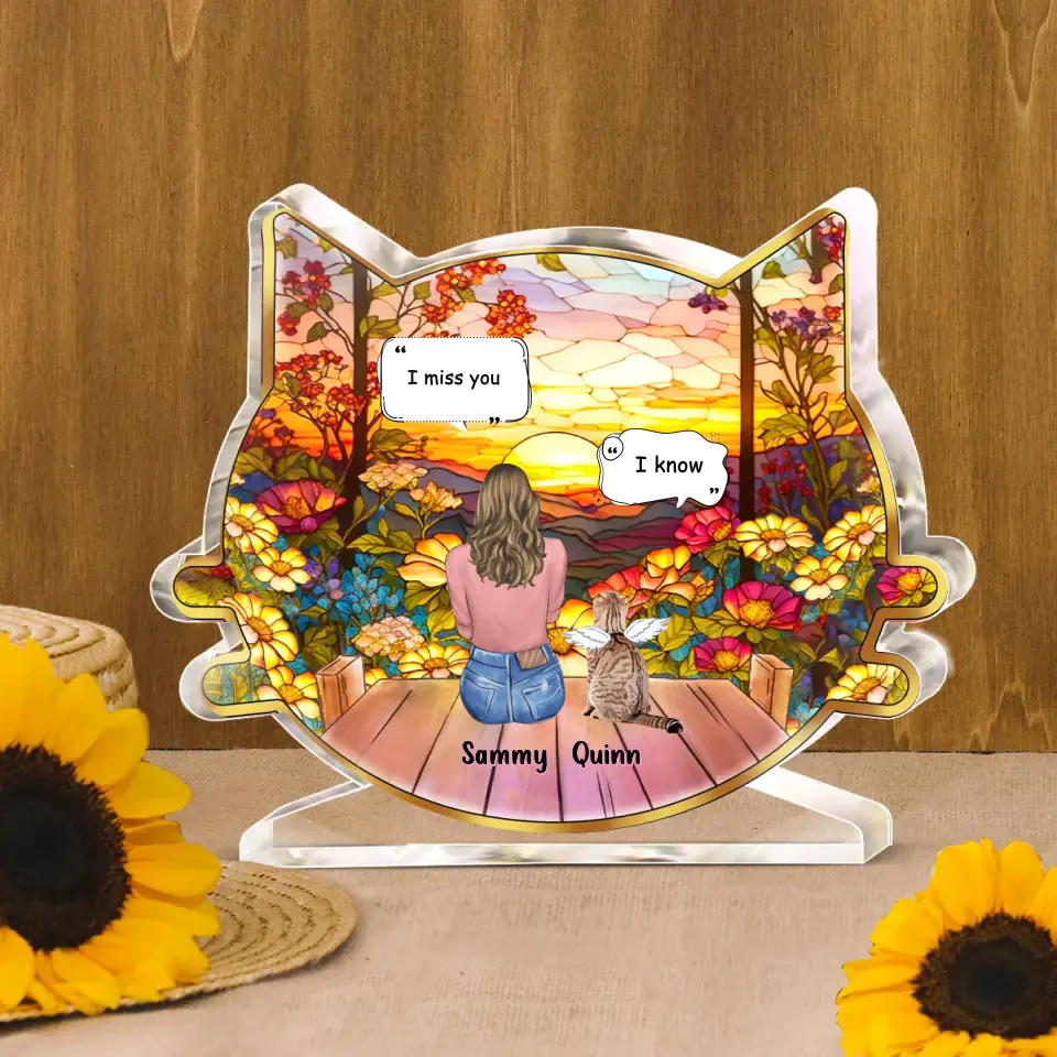 Personalized Memorial Cat Acrylic Plaque - Up to 3 Cats - Memorial Gift Idea For Cat Lover - I Miss You