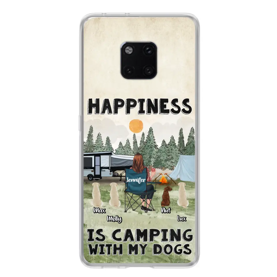 Personalized Camping Phone Case - Gift Idea For Girl & Dogs - Up to 4 Dogs - Happiness Is Camping With My Dogs - Case For Oppo/Xiaomi/Huawei