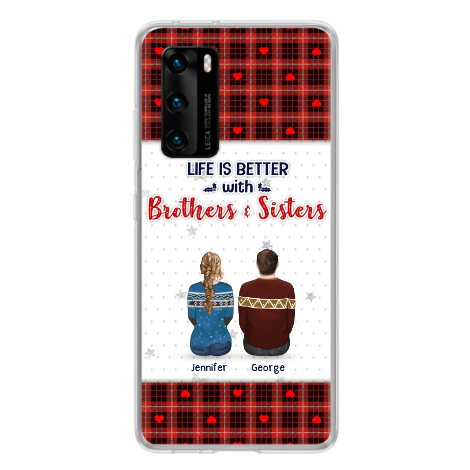Personalized Brothers Sisters Phone Case - Up to 10 People - Christmas Gift Idea For Siblings/ Family - Life Is Better With Brothers & Sisters - Case For Oppo/Xiaomi/Huawei