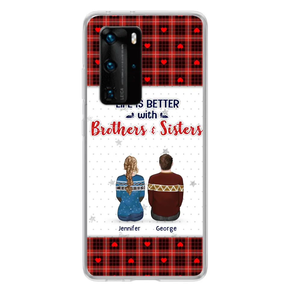 Personalized Brothers Sisters Phone Case - Up to 10 People - Christmas Gift Idea For Siblings/ Family - Life Is Better With Brothers & Sisters - Case For Oppo/Xiaomi/Huawei