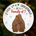 Personalized Bear Family Acrylic/Wooden Ornament - Couple/Parents With Up to 4 Kids - Christmas Gift Idea For Family - Our 1st Christmas As A Family Of 3