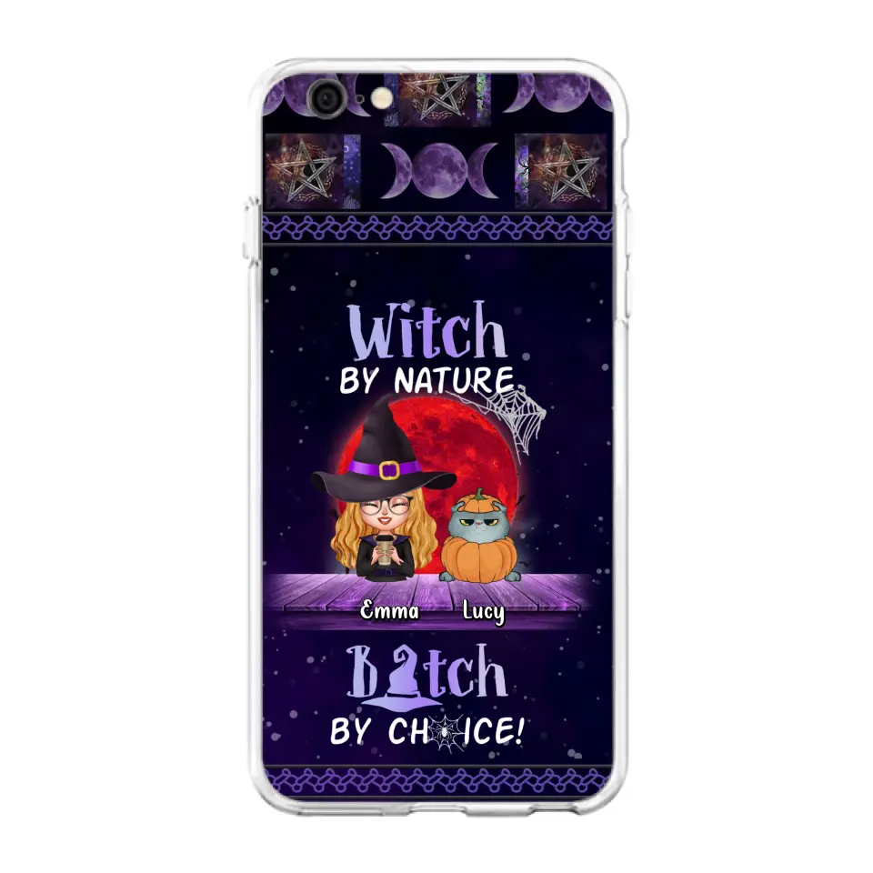 Custom Personalized Witch Phone Case - Upto 6 Cats/Dogs - Halloween Gift Idea For Cat/Dog Lovers/Friends - Case for iPhone/Samsung