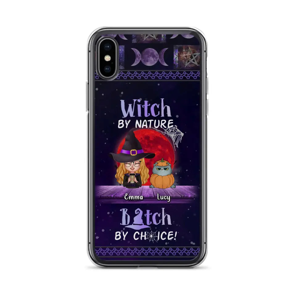 Custom Personalized Witch Phone Case - Upto 6 Cats/Dogs - Halloween Gift Idea For Cat/Dog Lovers/Friends - Case for iPhone/Samsung