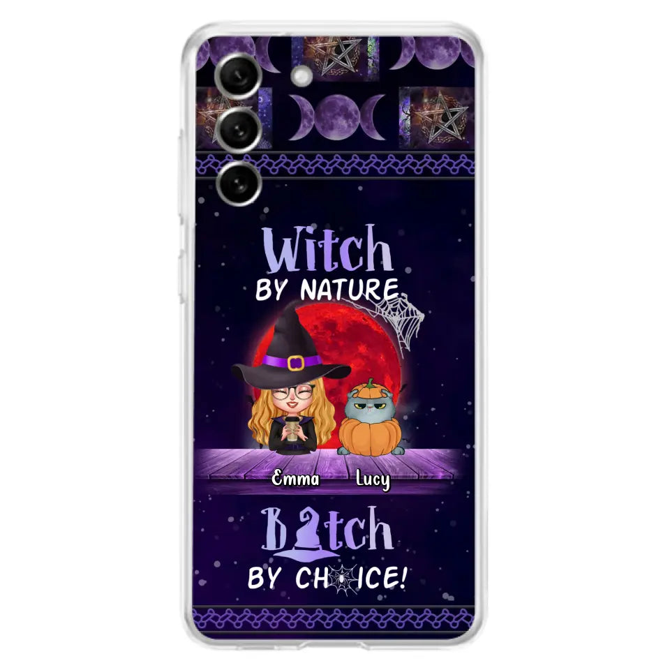 Custom Personalized Witch Phone Case - Upto 6 Cats/Dogs - Halloween Gift Idea For Cat/Dog Lovers/Friends - Case for iPhone/Samsung