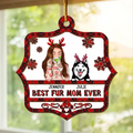 Personalized Pet Mom Wooden Ornament - Up to 4 Dogs/Cats - Christmas Gift Idea For Pet Lovers - Best Fur Mom Ever