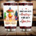 Personalized Funny Old Couple Tumbler - Christmas Gift Idea For Couple - Chest And Nuts Roasting By An Open Fire