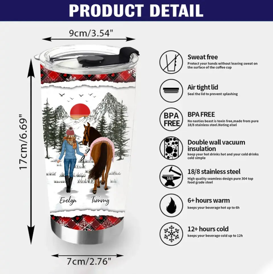 Personalized Horse Girl Tumbler - Up to 6 Horses - Christmas Gift Idea for Horse Lovers - I Love You To The Barn And Back