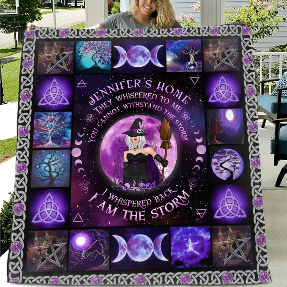 Personalized Witch Fleece Throw Blanket & Quilt - Halloween Gift Idea For Witch Lovers - I Am The Storm