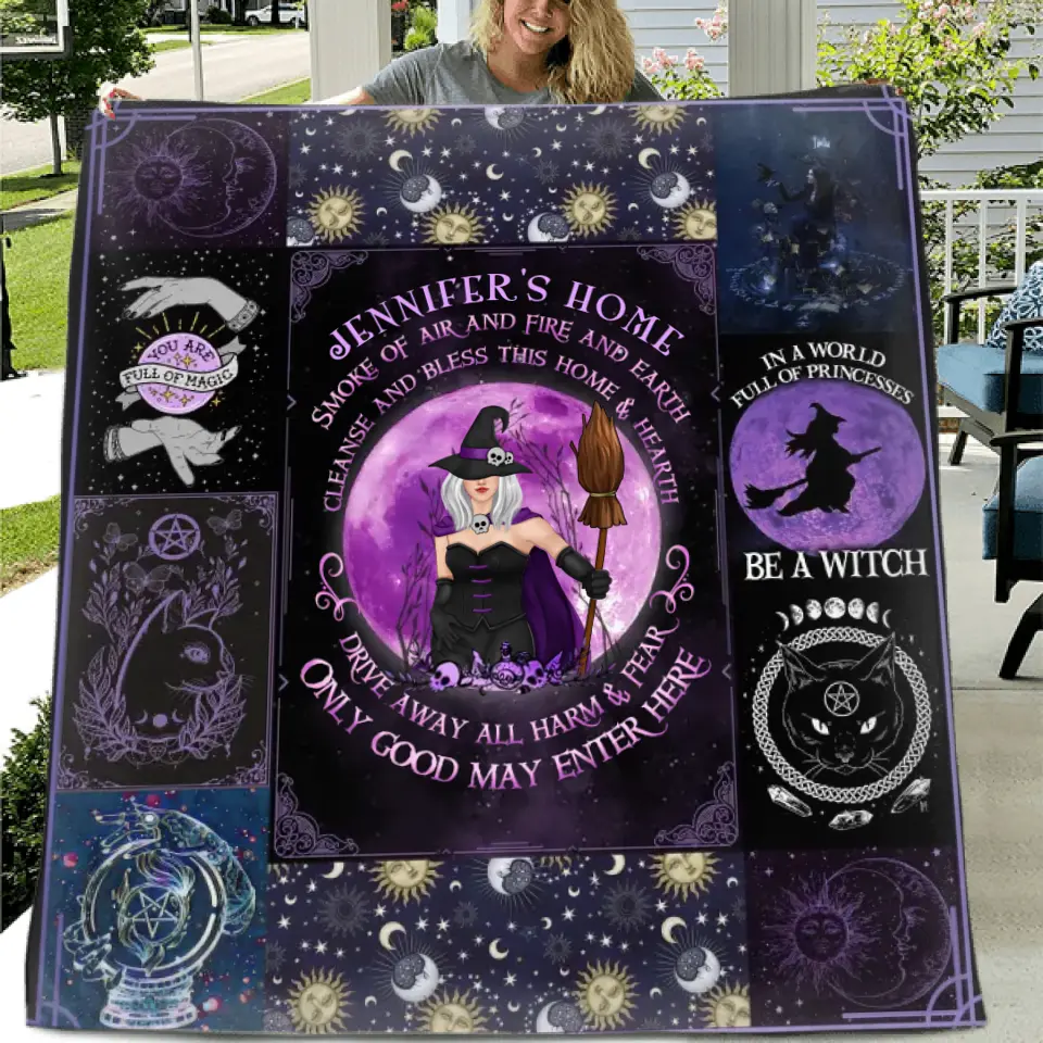 Personalized Witch Fleece Throw Blanket & Quilt - Halloween Gift Idea For Witch Lovers - Smoke Of Air And Fire And Earth
