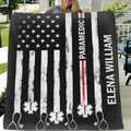 Personalized US Healthcare Worker Fleece Throw Blanket & Quilt - Gift Idea For Paramedic/Colleague