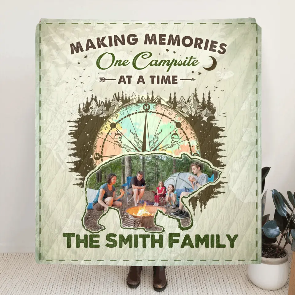 Personalized Camping Upload Photo Fleece Throw Blanket & Quilt - Gift Idea For Camping Lovers - Making Memories One Campsite At A Time