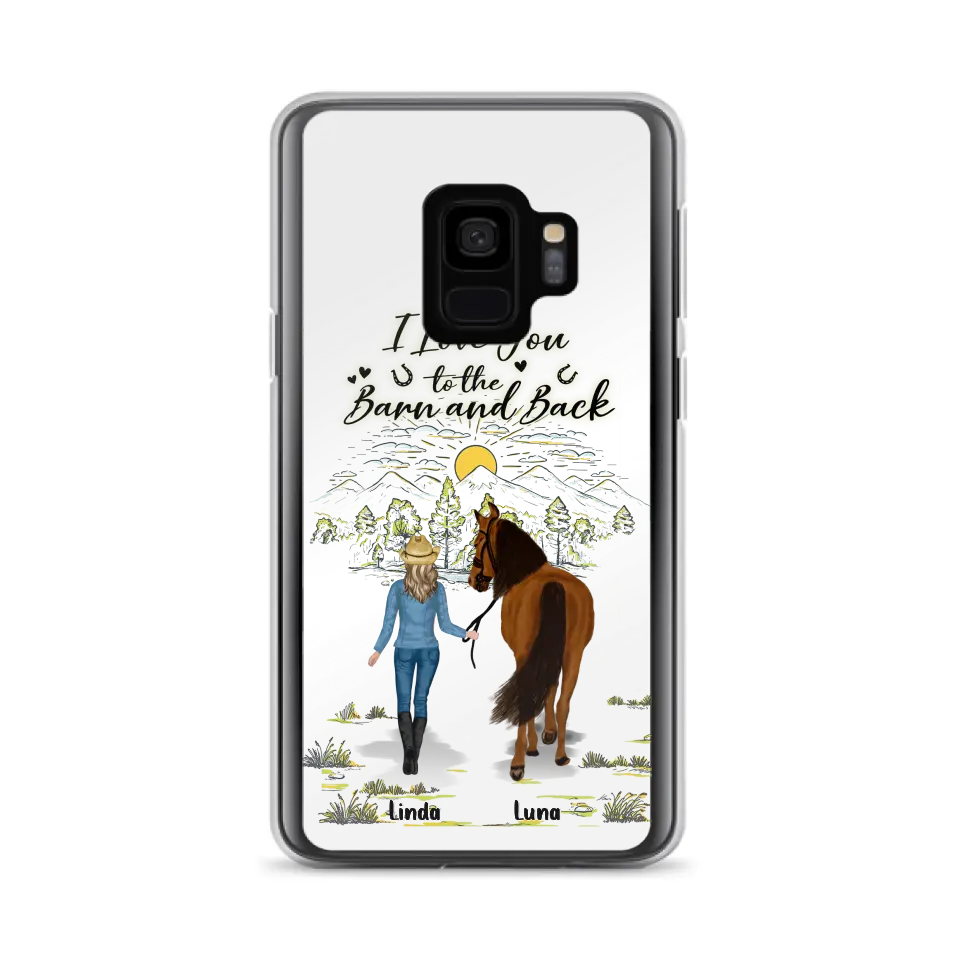 Personalized Horse Girl Phone Case - Up to 6 Horses - Gift Idea for Horse Lovers - I Love You To The Barn & Back - Case for iPhone/Samsung