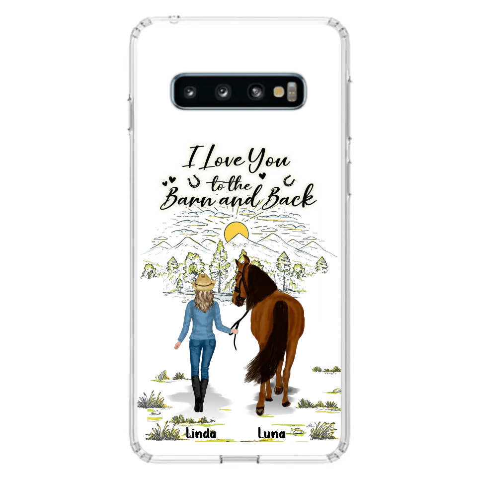 Personalized Horse Girl Phone Case - Up to 6 Horses - Gift Idea for Horse Lovers - I Love You To The Barn & Back - Case for iPhone/Samsung