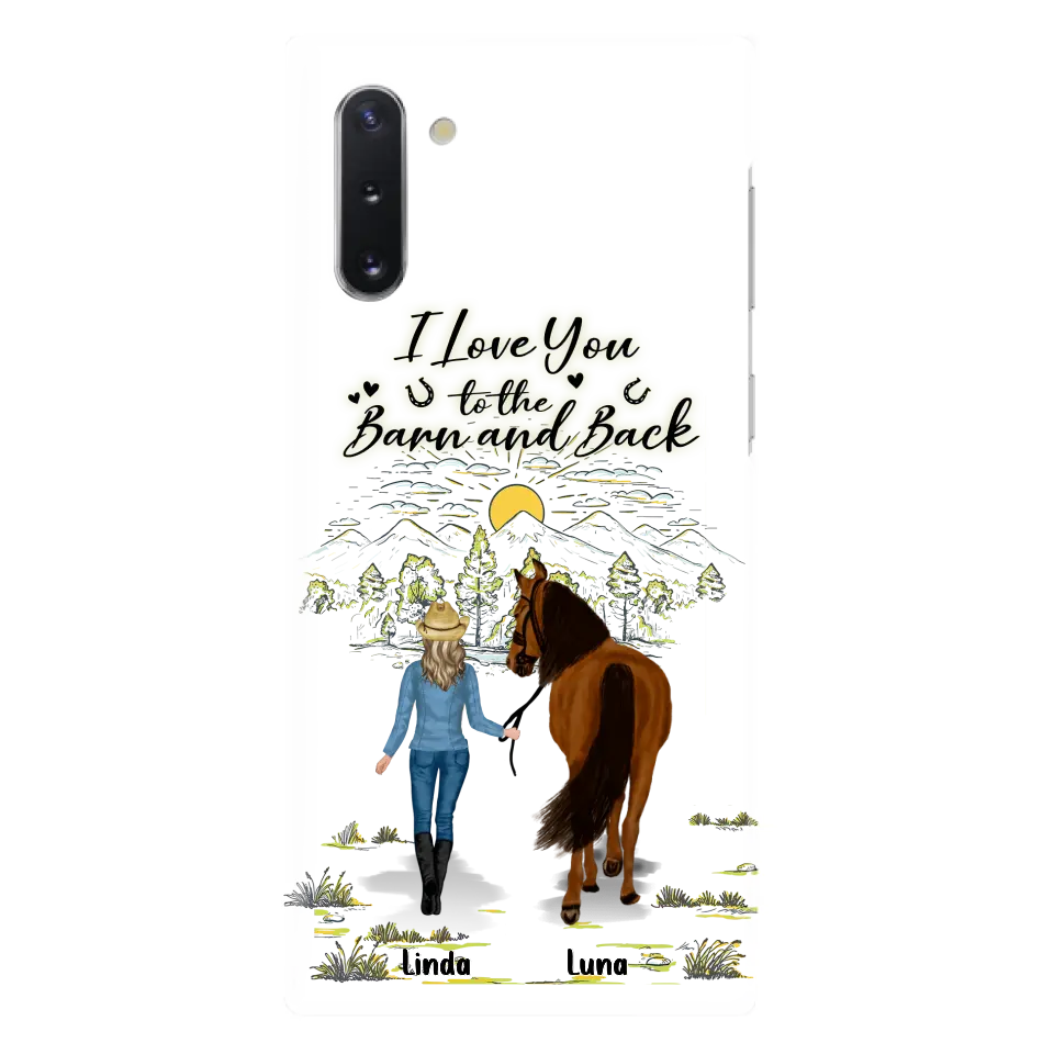 Personalized Horse Girl Phone Case - Up to 6 Horses - Gift Idea for Horse Lovers - I Love You To The Barn & Back - Case for iPhone/Samsung