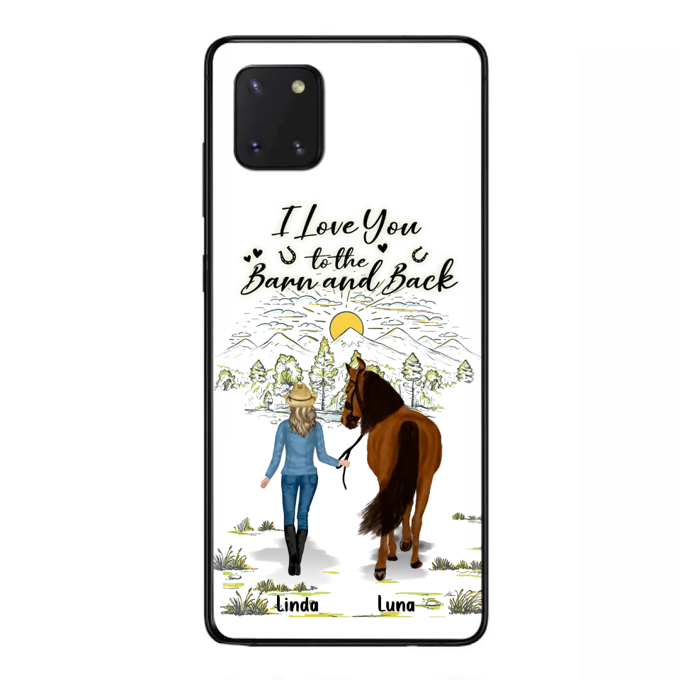 Personalized Horse Girl Phone Case - Up to 6 Horses - Gift Idea for Horse Lovers - I Love You To The Barn & Back - Case for iPhone/Samsung