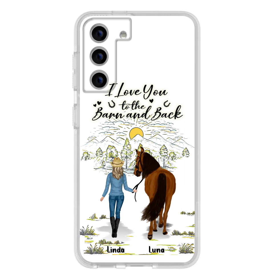 Personalized Horse Girl Phone Case - Up to 6 Horses - Gift Idea for Horse Lovers - I Love You To The Barn & Back - Case for iPhone/Samsung