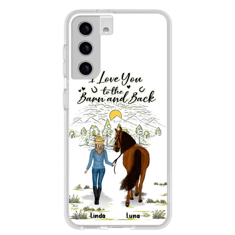 Personalized Horse Girl Phone Case - Up to 6 Horses - Gift Idea for Horse Lovers - I Love You To The Barn & Back - Case for iPhone/Samsung