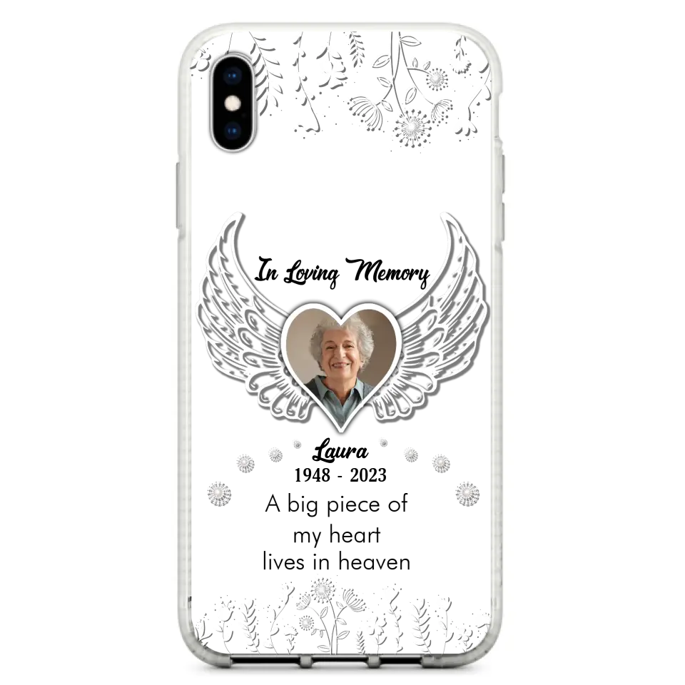 Personalized Memorial Phone Case - Upload Photo - Memorial Gift Idea For Family Member - A Big Piece Of My Heart Lives In Heaven - Case For iPhone/Samsung