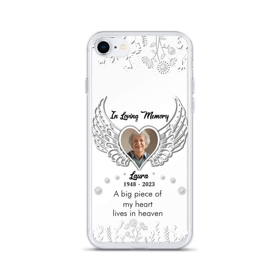 Personalized Memorial Phone Case - Upload Photo - Memorial Gift Idea For Family Member - A Big Piece Of My Heart Lives In Heaven - Case For iPhone/Samsung