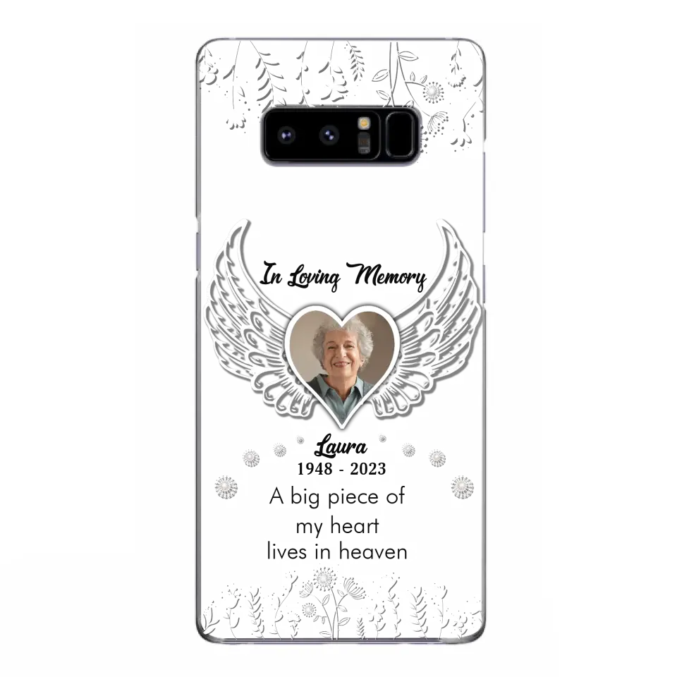 Personalized Memorial Phone Case - Upload Photo - Memorial Gift Idea For Family Member - A Big Piece Of My Heart Lives In Heaven - Case For iPhone/Samsung