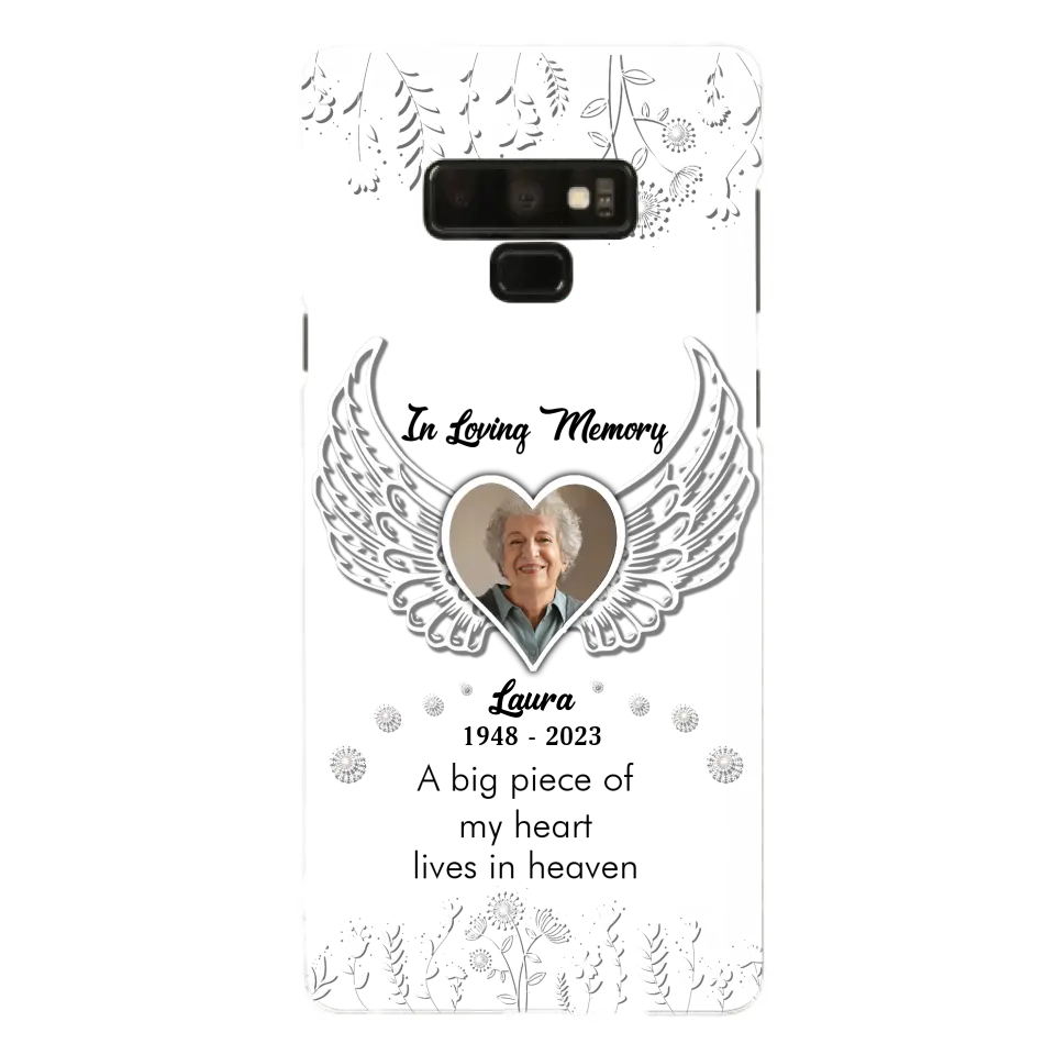 Personalized Memorial Phone Case - Upload Photo - Memorial Gift Idea For Family Member - A Big Piece Of My Heart Lives In Heaven - Case For iPhone/Samsung