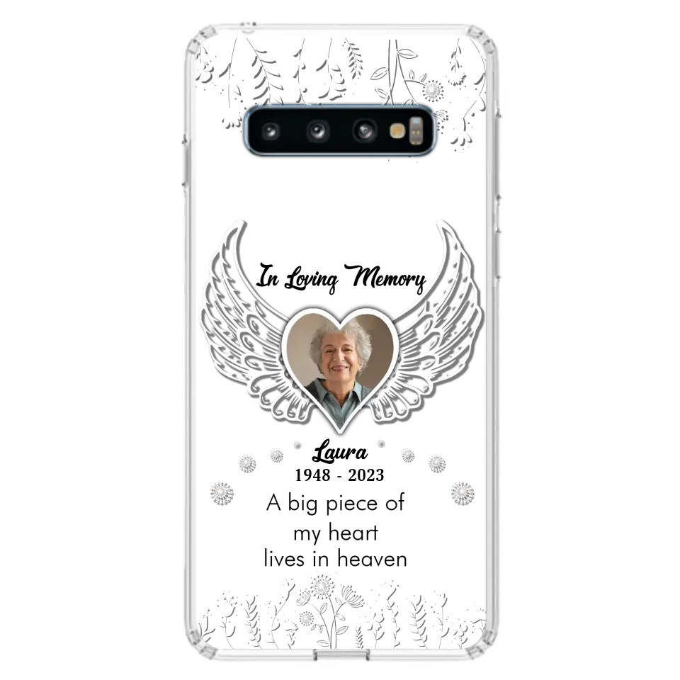 Personalized Memorial Phone Case - Upload Photo - Memorial Gift Idea For Family Member - A Big Piece Of My Heart Lives In Heaven - Case For iPhone/Samsung