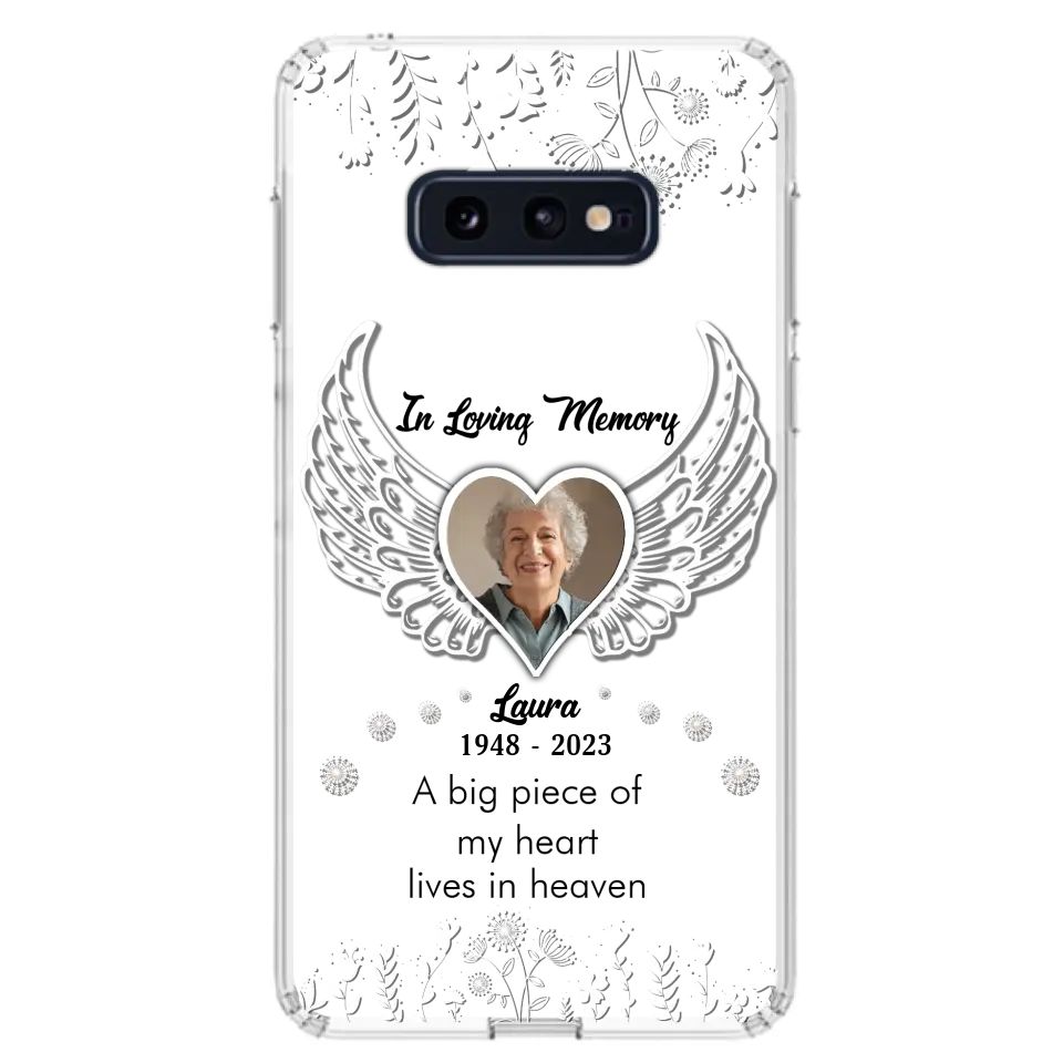 Personalized Memorial Phone Case - Upload Photo - Memorial Gift Idea For Family Member - A Big Piece Of My Heart Lives In Heaven - Case For iPhone/Samsung