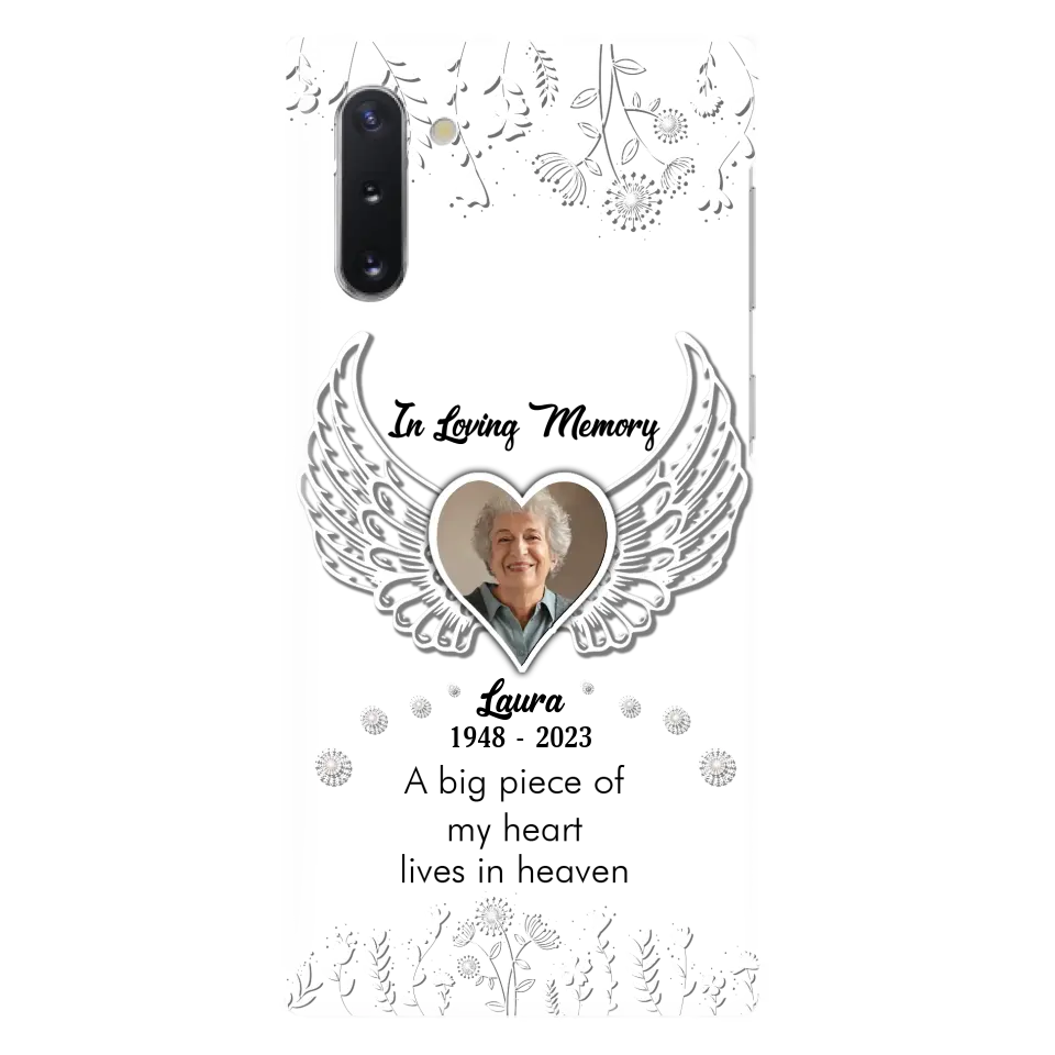 Personalized Memorial Phone Case - Upload Photo - Memorial Gift Idea For Family Member - A Big Piece Of My Heart Lives In Heaven - Case For iPhone/Samsung