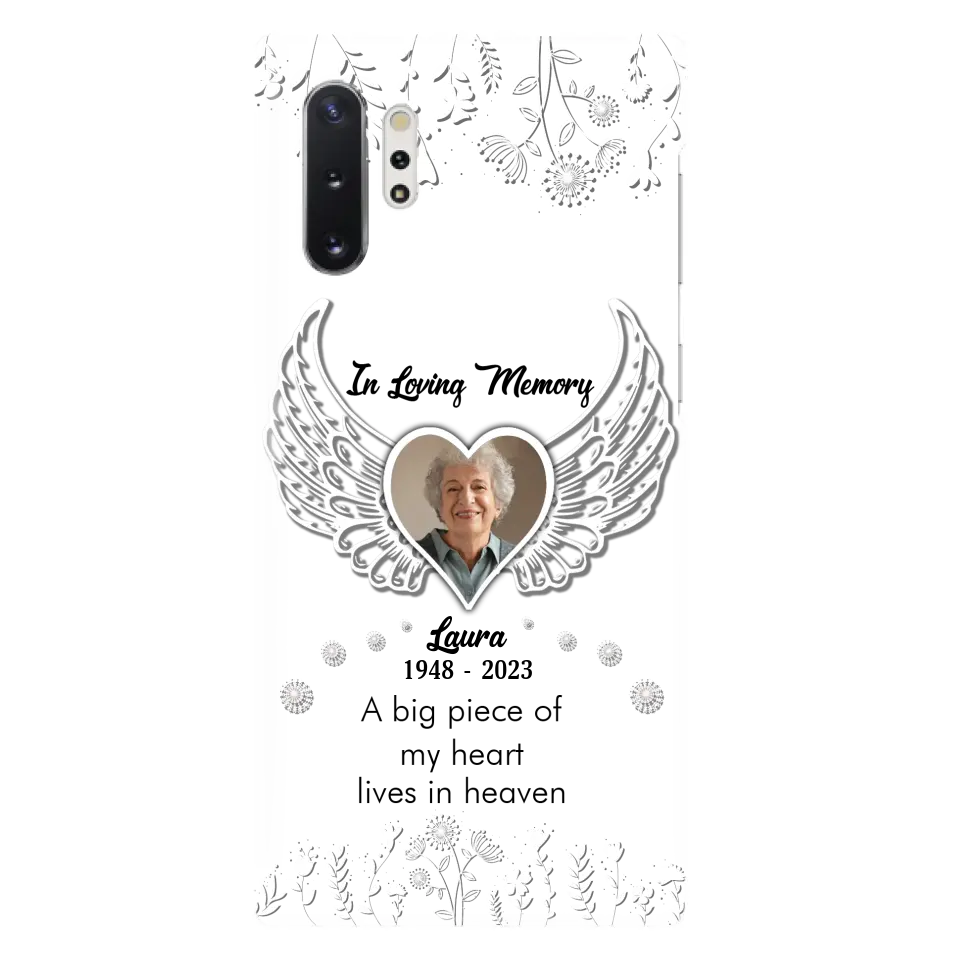 Personalized Memorial Phone Case - Upload Photo - Memorial Gift Idea For Family Member - A Big Piece Of My Heart Lives In Heaven - Case For iPhone/Samsung