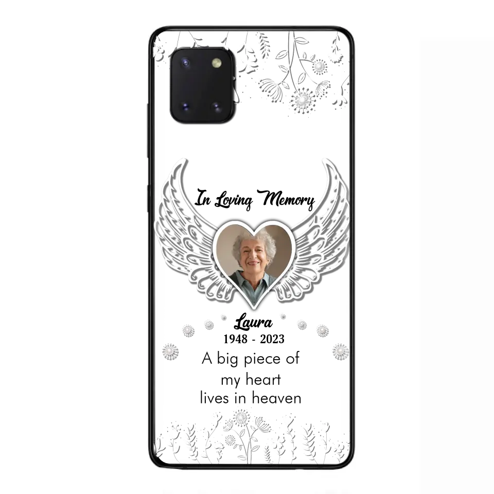 Personalized Memorial Phone Case - Upload Photo - Memorial Gift Idea For Family Member - A Big Piece Of My Heart Lives In Heaven - Case For iPhone/Samsung
