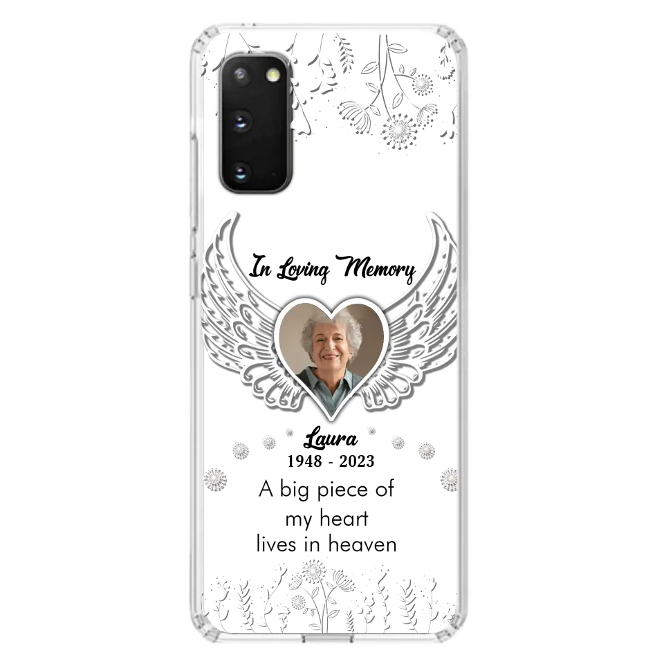 Personalized Memorial Phone Case - Upload Photo - Memorial Gift Idea For Family Member - A Big Piece Of My Heart Lives In Heaven - Case For iPhone/Samsung