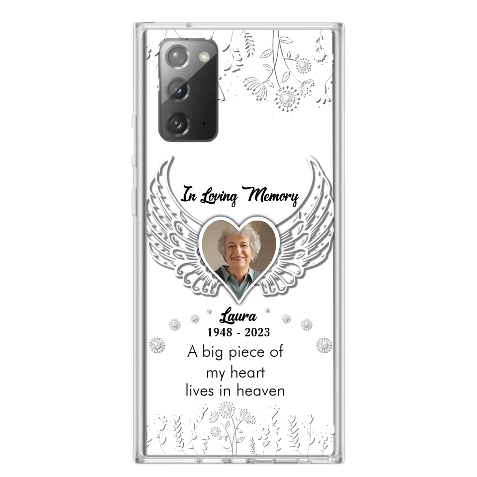 Personalized Memorial Phone Case - Upload Photo - Memorial Gift Idea For Family Member - A Big Piece Of My Heart Lives In Heaven - Case For iPhone/Samsung