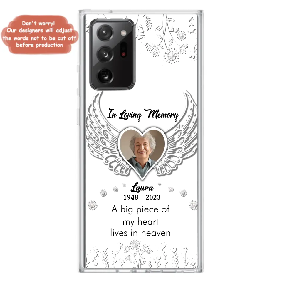 Personalized Memorial Phone Case - Upload Photo - Memorial Gift Idea For Family Member - A Big Piece Of My Heart Lives In Heaven - Case For iPhone/Samsung
