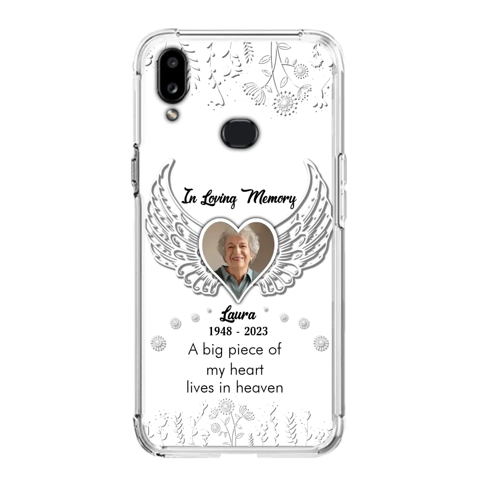 Personalized Memorial Phone Case - Upload Photo - Memorial Gift Idea For Family Member - A Big Piece Of My Heart Lives In Heaven - Case For iPhone/Samsung