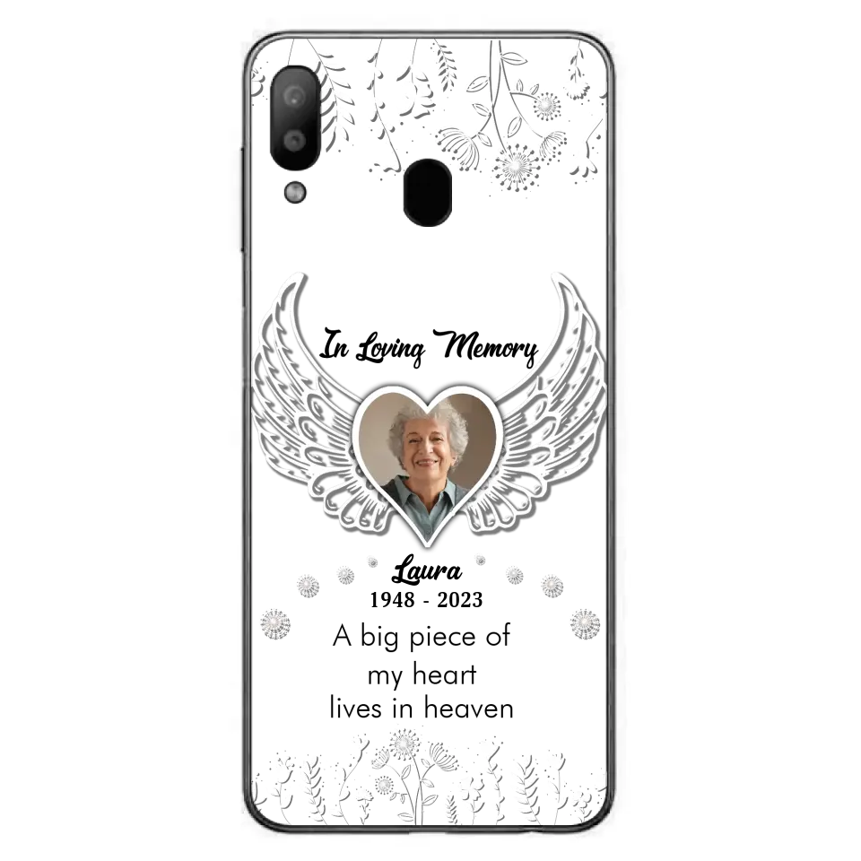 Personalized Memorial Phone Case - Upload Photo - Memorial Gift Idea For Family Member - A Big Piece Of My Heart Lives In Heaven - Case For iPhone/Samsung