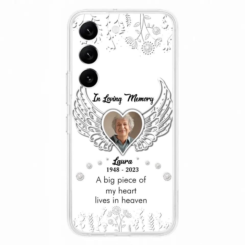 Personalized Memorial Phone Case - Upload Photo - Memorial Gift Idea For Family Member - A Big Piece Of My Heart Lives In Heaven - Case For iPhone/Samsung