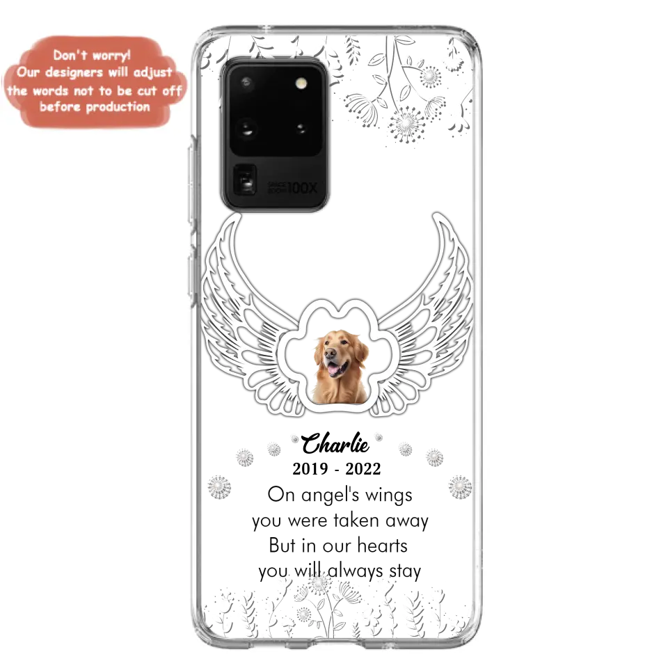 Personalized Pet Phone Case - Upload Photo -Memorial Gift Idea for Dog/Cat Lovers - In Our Hearts You Will Always Stay - Case for iPhone/Samsung