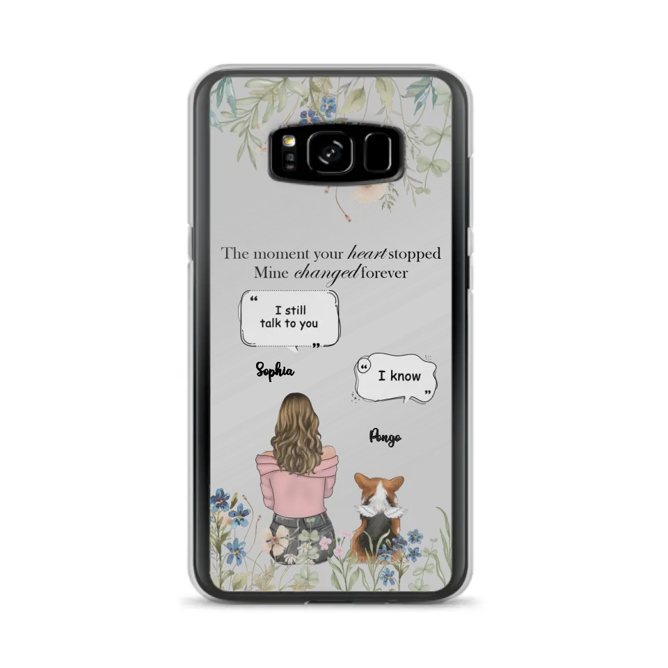 Personalized Memorial Dog Mom Phone Case - Up to 4 Dogs - Gift Idea for Dog Lovers/Owners - The Moment Your Heart Stopped Mine Changed Forever - Case For iPhone/Samsung