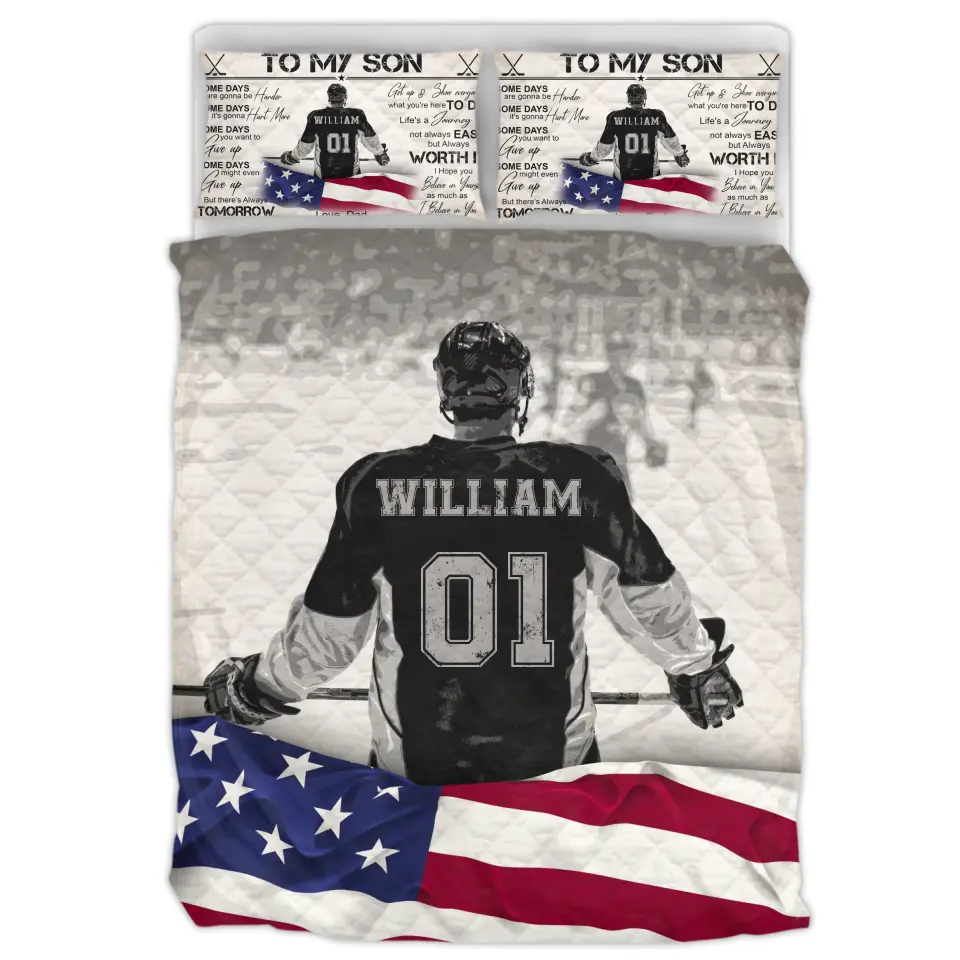 Personalized Ice Hockey Quilt Bed Sets - Gift Idea For Son - Some Days Are Gonna Be Harder