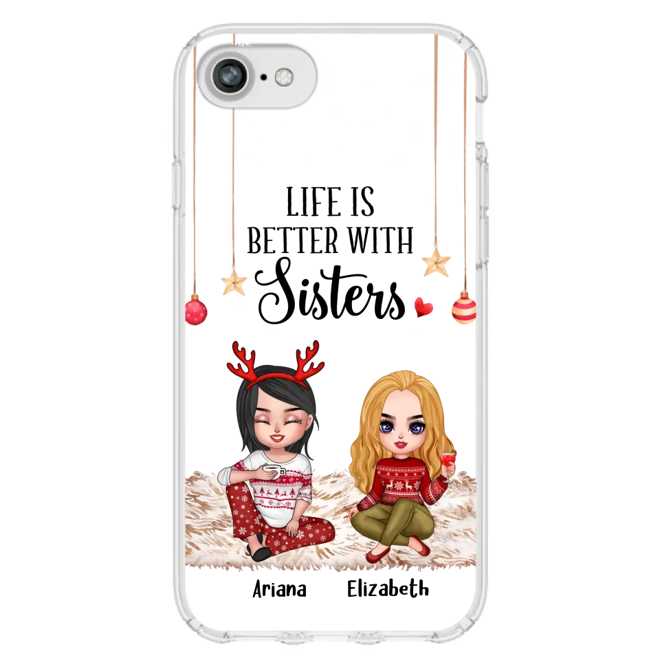 Personalized Besties Phone Case - Gift Idea For Friends/Sisters/Besties - Life Is Better With Sisters - Up to 5 People - Case For iPhone/Samsung