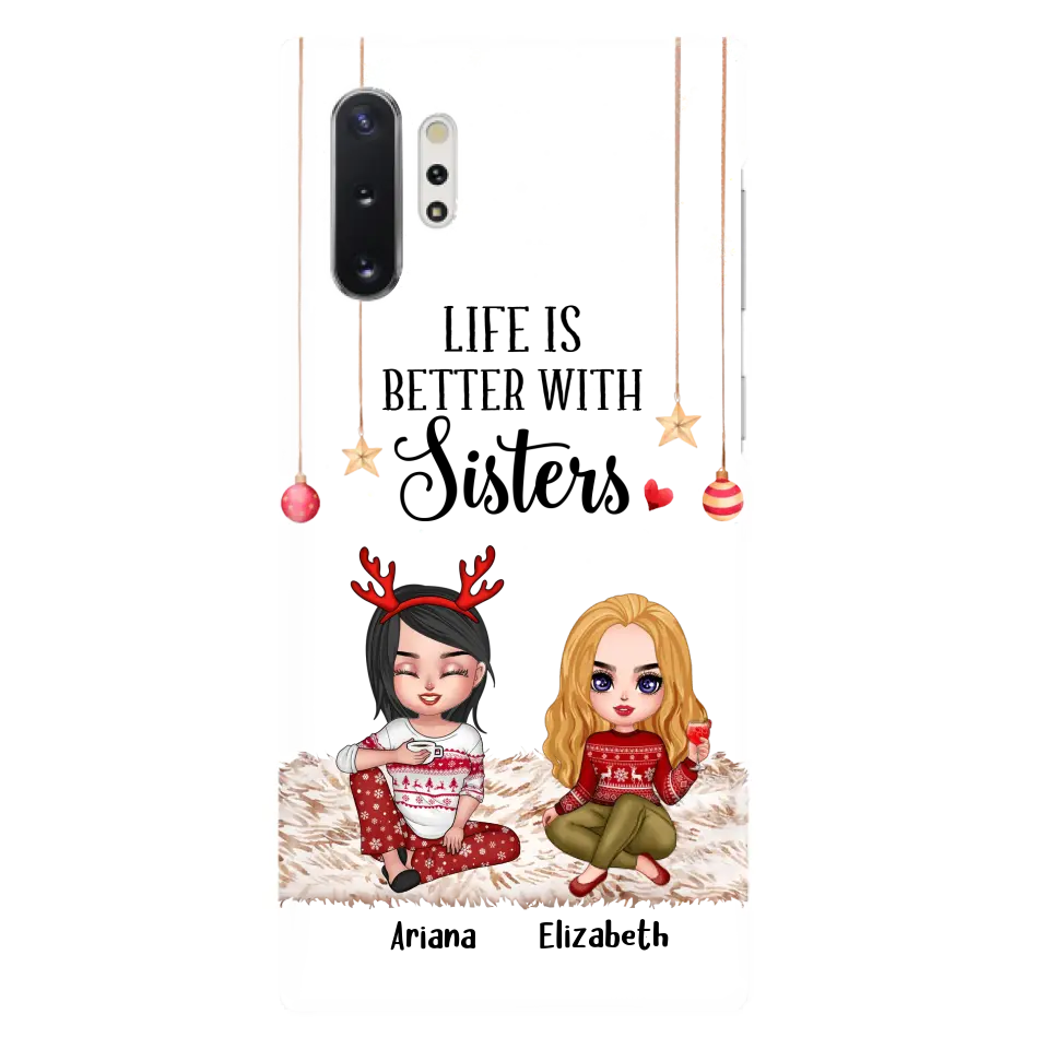 Personalized Besties Phone Case - Gift Idea For Friends/Sisters/Besties - Life Is Better With Sisters - Up to 5 People - Case For iPhone/Samsung