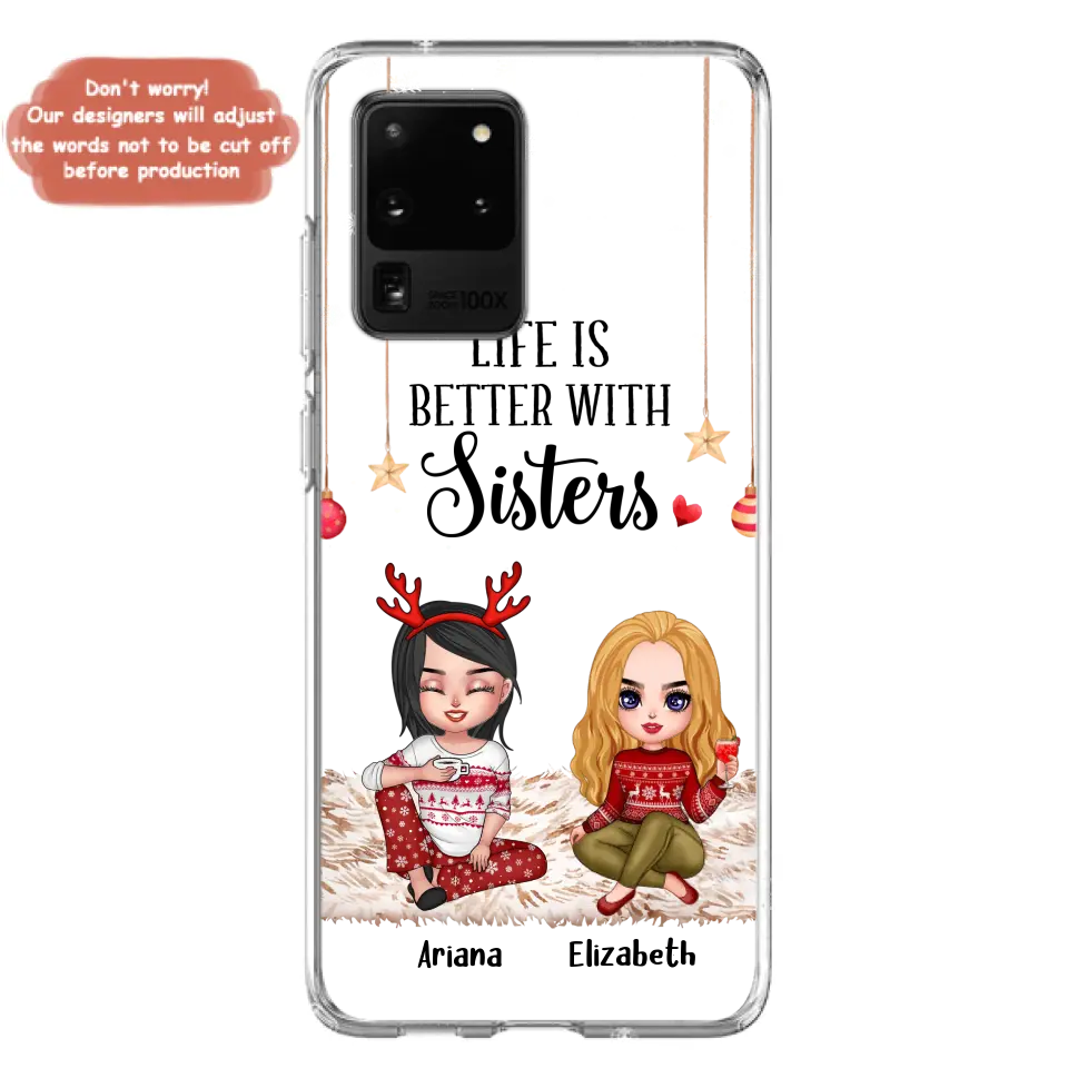 Personalized Besties Phone Case - Gift Idea For Friends/Sisters/Besties - Life Is Better With Sisters - Up to 5 People - Case For iPhone/Samsung